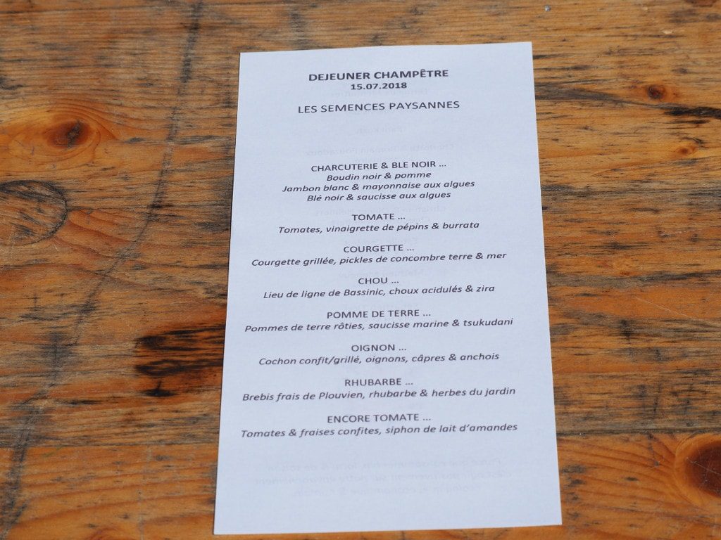 menu déjeuner champêtre